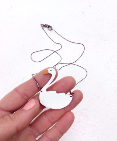 White Swan wooden necklace.