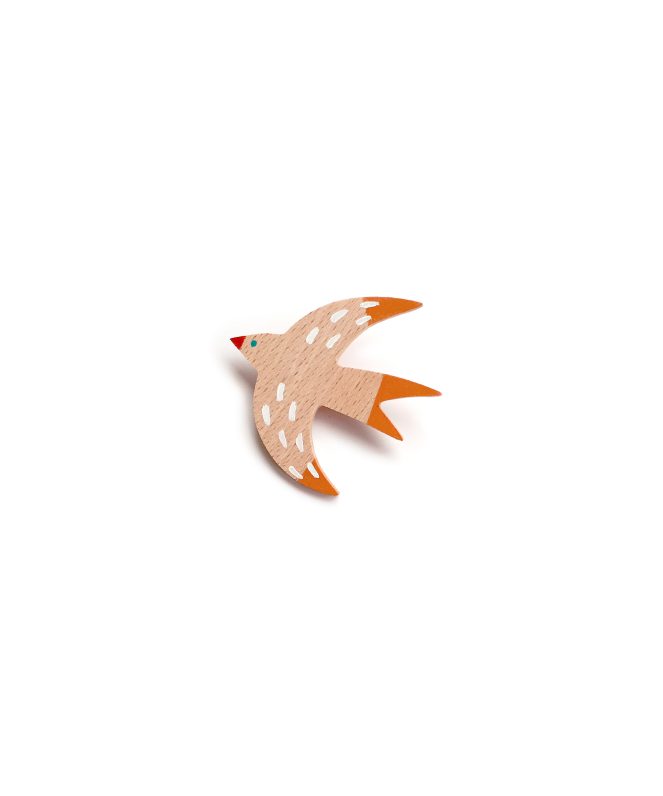 broche swallow de madera