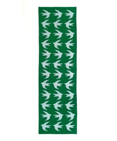 womens scarf with birds pattern in green